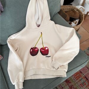 Cherry Print Cream Hoodie